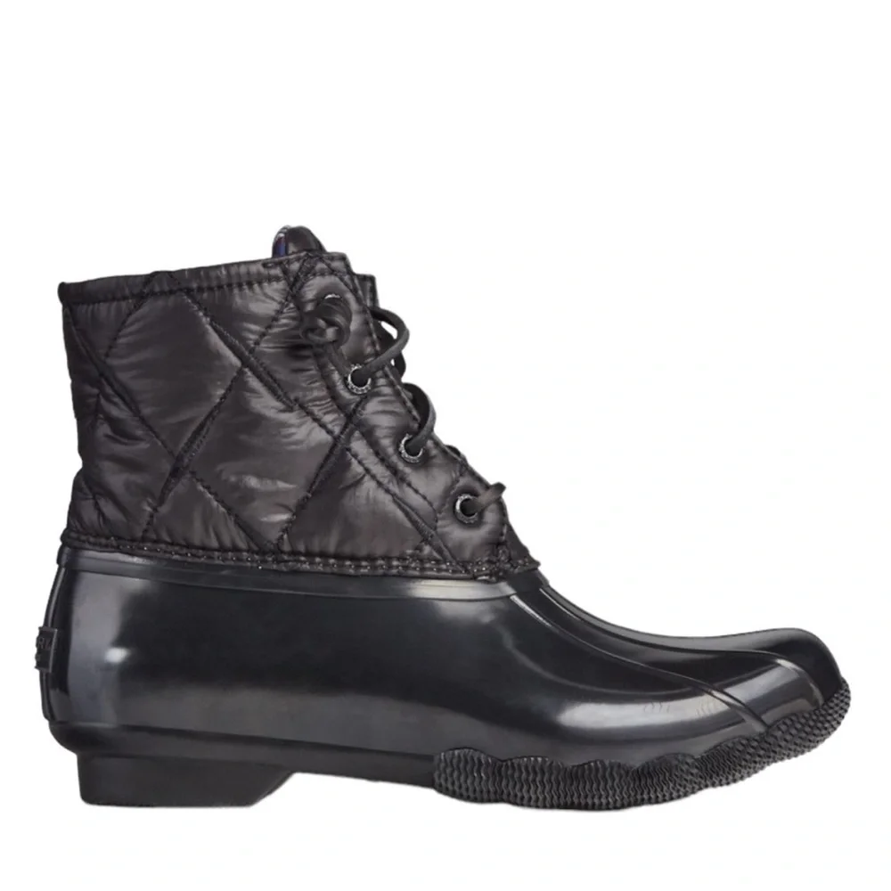 Sperry Women's Quilted Black Rain Boots